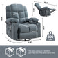 Massage Rocker Recliner Chair Rocking Chairs for Adults Oversized with 2 Cup Holders, USB Charge Port Soft Features a Manual Massage and Heat.A+B BLUE