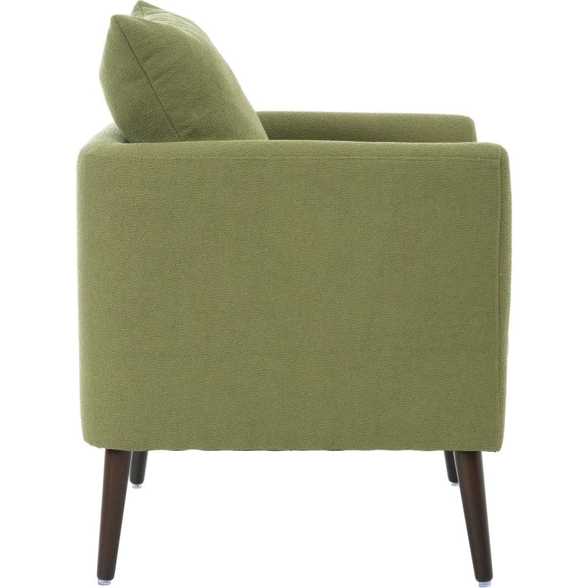 Barrel Chair, Modern Accent Chair, Fabric Armchair Club Chair,Upholstered Arm Chair with Solid Wood Legs,Waist Pillow,Padded Single Chair for Living Room/Bedroom/Study/Waiting Room,Olive Green