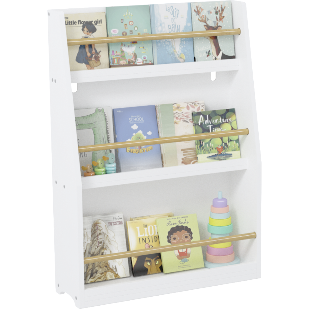 3 Tier Kids Book Shelf,Kids Book Rack, Helps Keep Bedrooms, Playrooms, and Classrooms Organized,White - Streamdale Furniture