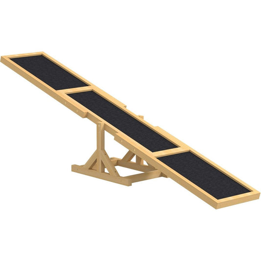 Wooden Dog Agility Seesaw for Training and Exercise, Platform Equipment Run Game Toy, Weather Resistant Pet Supplies, 71" L x 12" W x 12" H, Yellow