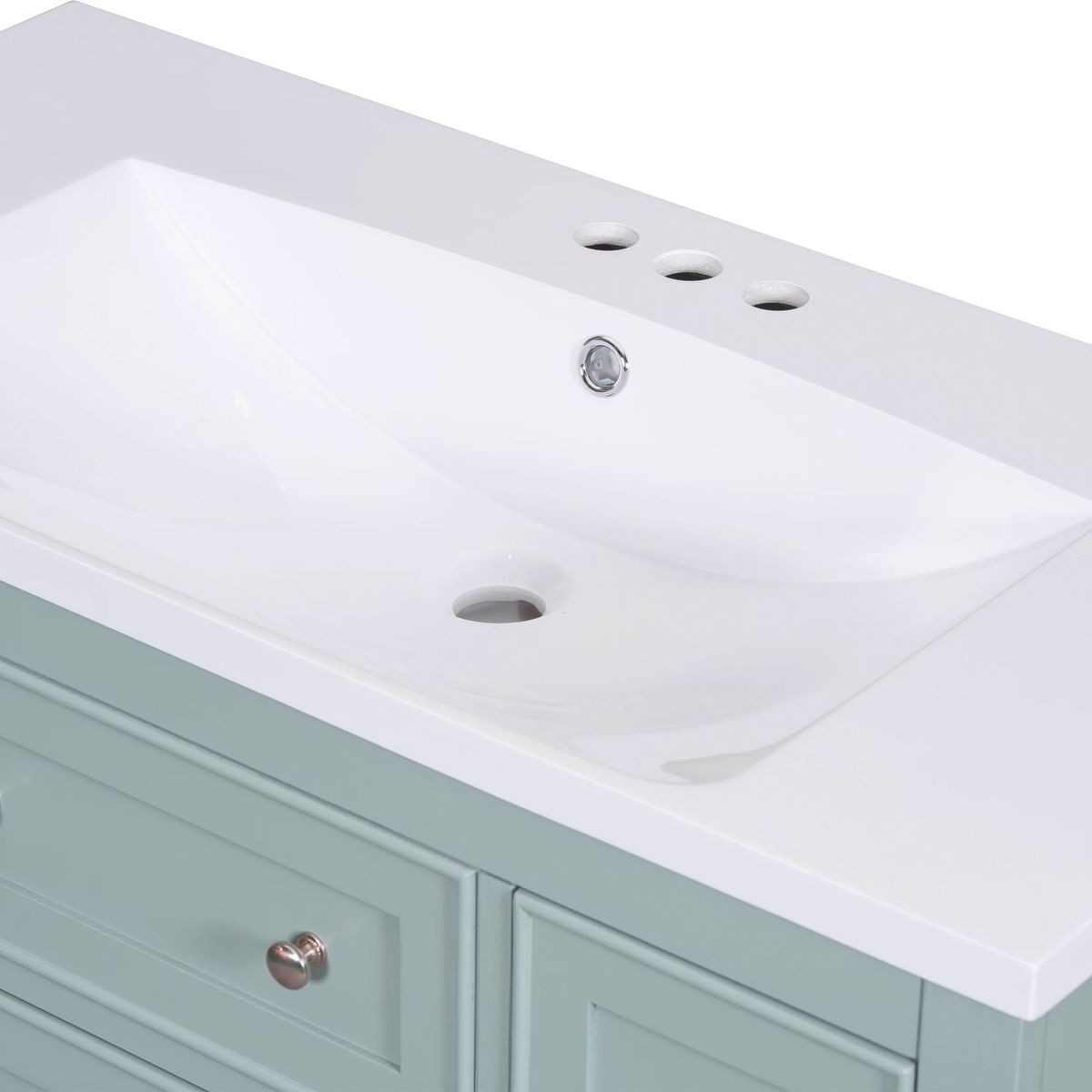 36" Bathroom Vanity with Sink Combo, One Cabinet and Six Drawers, Solid Wood and MDF Board, Green