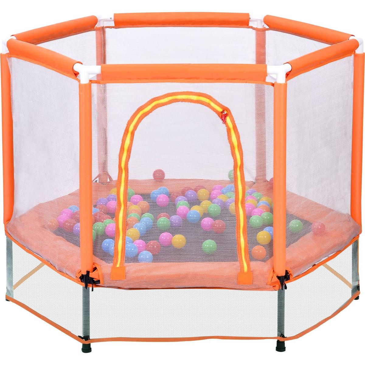 55" Toddlers Trampoline with Safety Enclosure Net and Balls, Indoor Outdoor Mini Trampoline for Kids