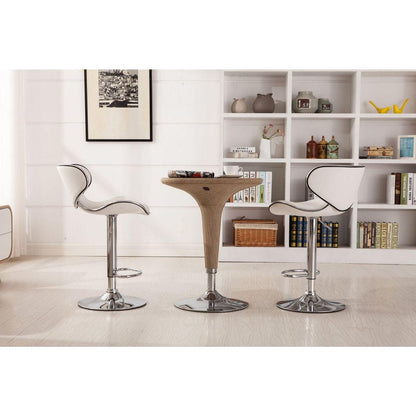 Masaccio Upholstery Airlift Adjustable Swivel Barstool with Chrome Base, Set of 2, White