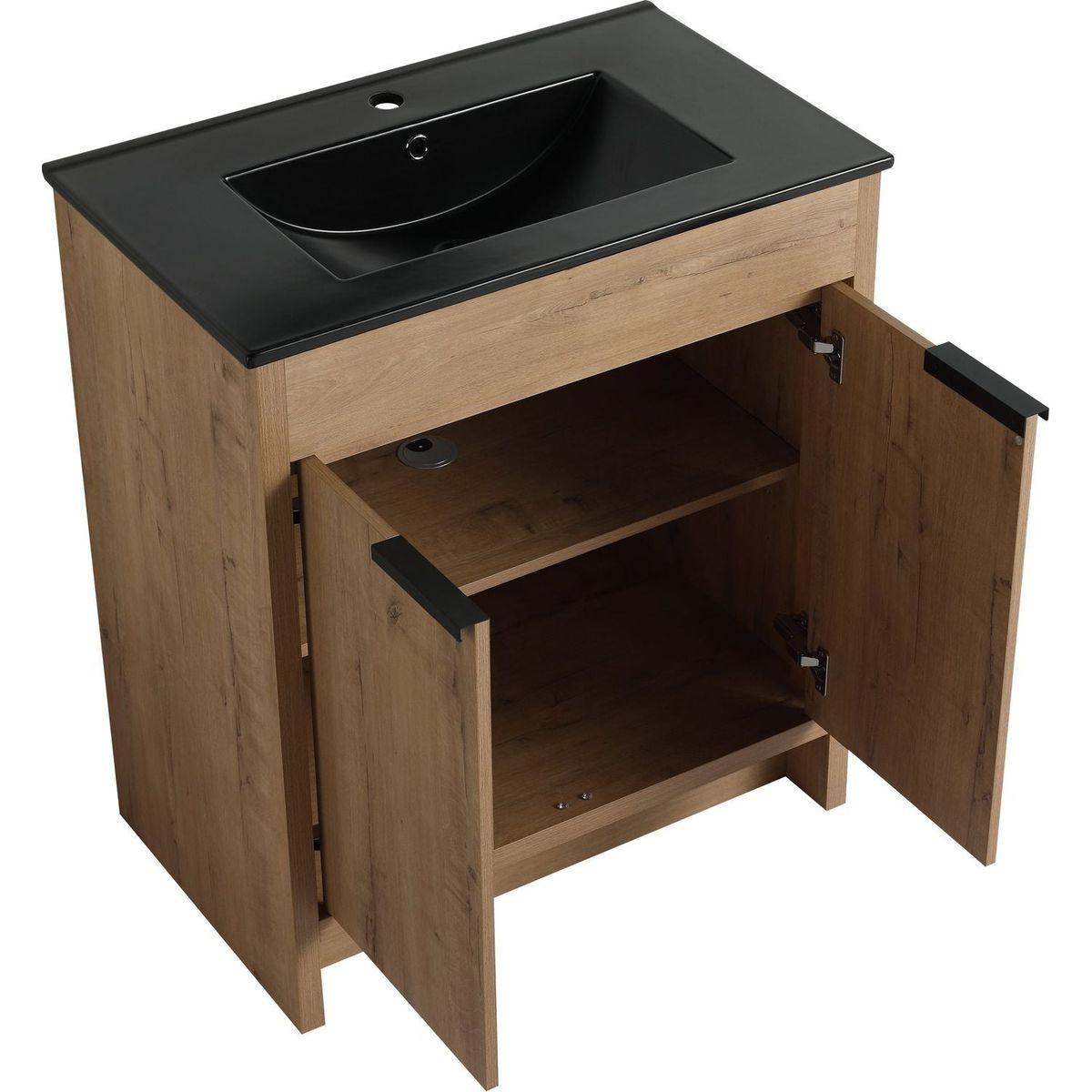 30" Freestanding Bathroom Cabinet With Basin & 2 Soft-Close Cabinet Doors ((KD-PACKING),BVB02430IMO-