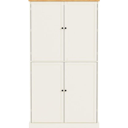 [Assembly Video Provided]40.2x20x71.3inch High Freestanding Kitchen Pantry Large Cupboard Storage Cabinet with 2 Drawers, 2 Adjustable Shelves, 8 Door Shelves for Kitchen, Dining Room,Cream