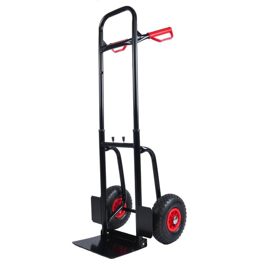Heavy duty manual truck with double handles 330 lb steel trolley for moving heavy platform truck with 10 "rubber wheels for moving/warehouse/garden/grocery