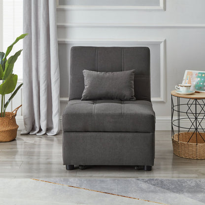 Living Room Bed Room with Grey Linen Fabric Recliner Chair Bed