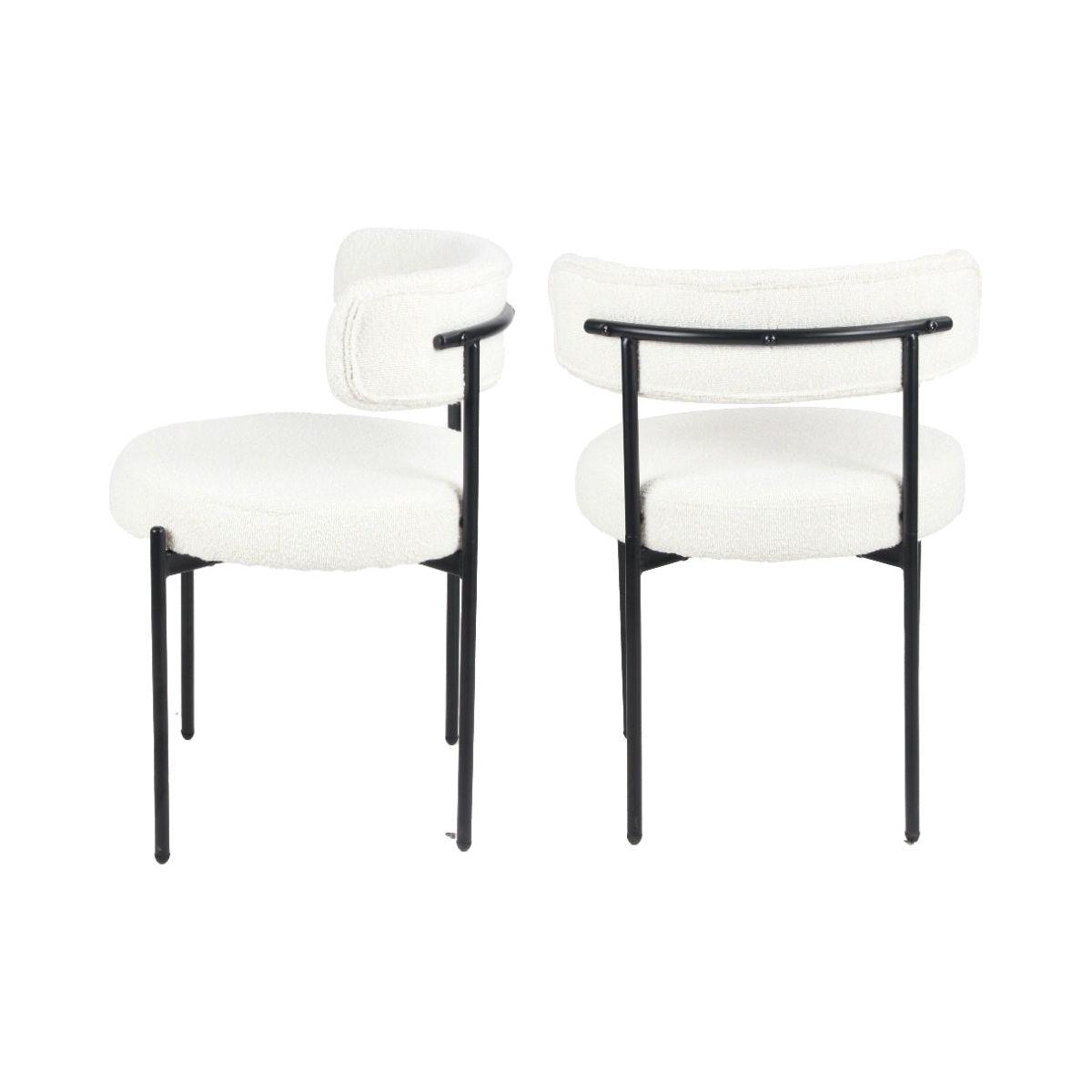 Burbank Modern Round Boucle Dining Chairs, Set of 2, White