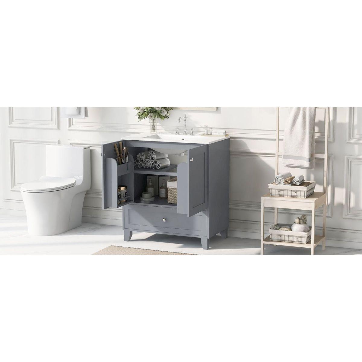 30" Premium Bathroom Vanity Set with Ceramic Sink and Ample Storage Space - Ideal for Small Bathrooms