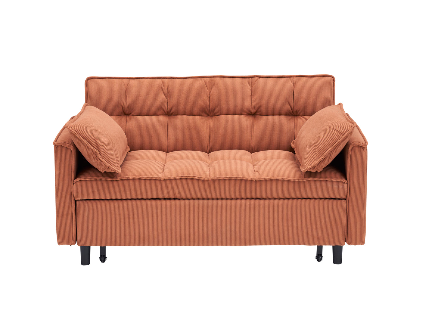 Folding sofa bed, adjustable back, access sofa, recliner, single bed, orange