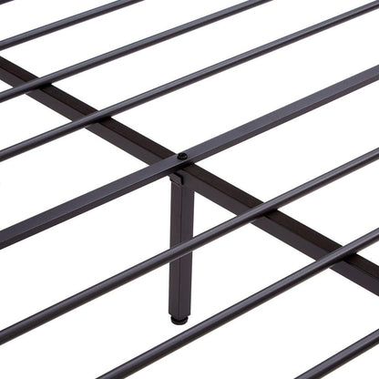 King Size Metal Platform Bed Frame with Wooden Headboard and Footboard with USB LINER, LED Lights, No Box Spring Needed, Large Under Bed Storage, Easy Assemble