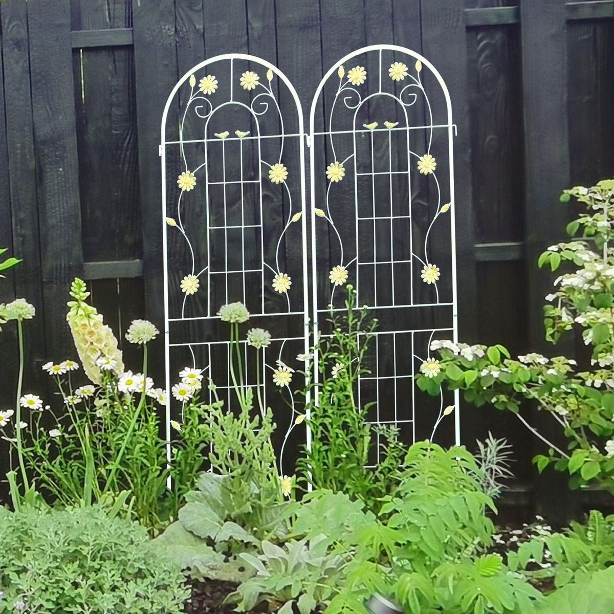 2 Pack Metal Garden Trellis 71" x 19.7" Rustproof Trellis for Climbing Plants Outdoor Flower Support White