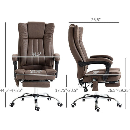 Vinsetto Microfiber Office Chair, High Back Computer Chair with 6 Point Massage, Heat, Adjustable Height and Retractable Footrest, Coffee