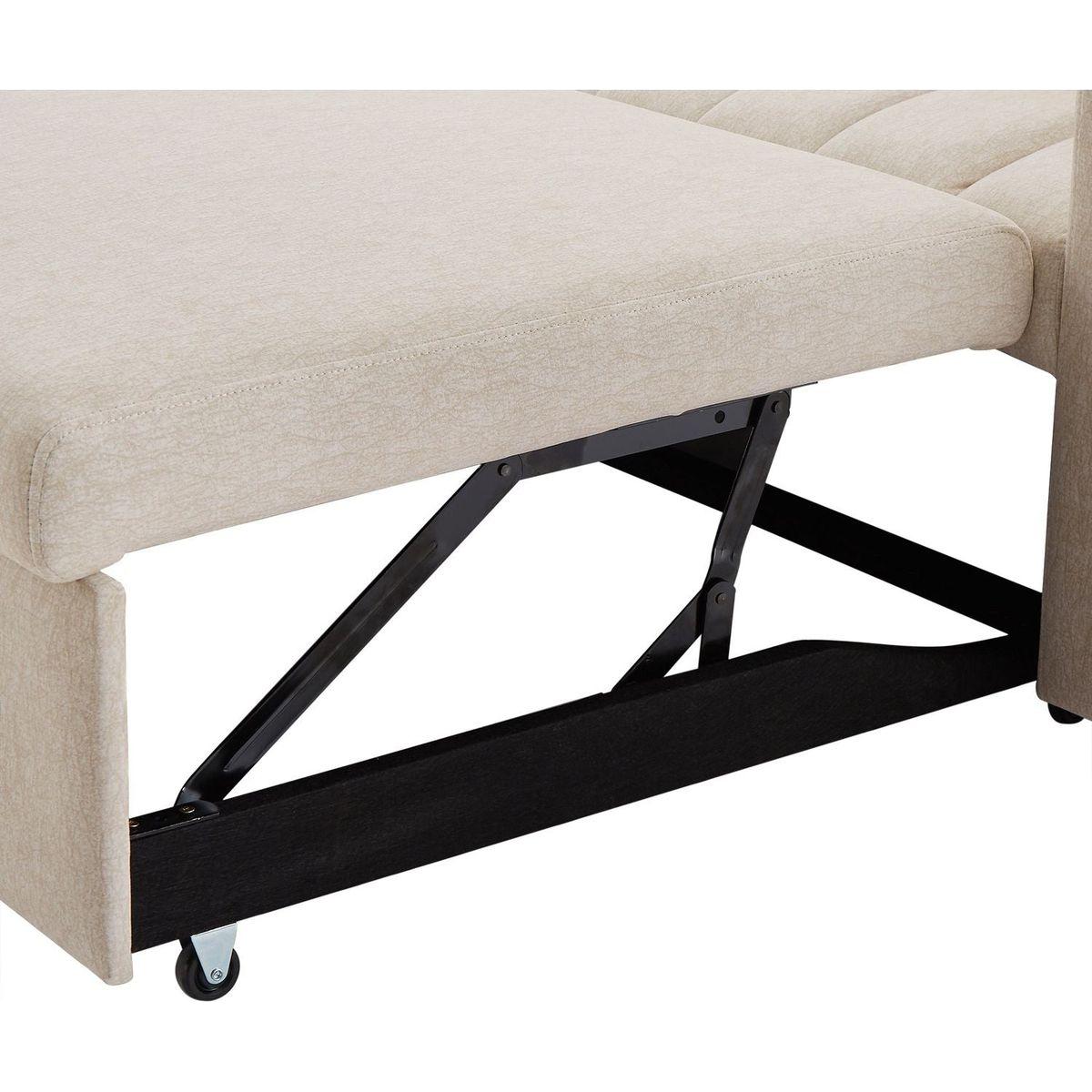 55.9" Convertible Sofa Bed Loveseat Sofa with Three USB Ports, Two Side Pockets, Two Cup Holders and 360Swivel Phone Holder for Living Room, Beige