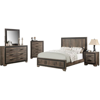 Oak Finish 1pc Nightstand Paper veneer Bedroom Furniture 2-Drawers Bedside Table