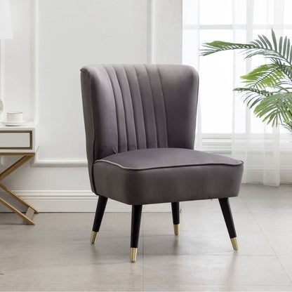 Elon Contemporary Velvet Upholstered Accent Chair, Gray