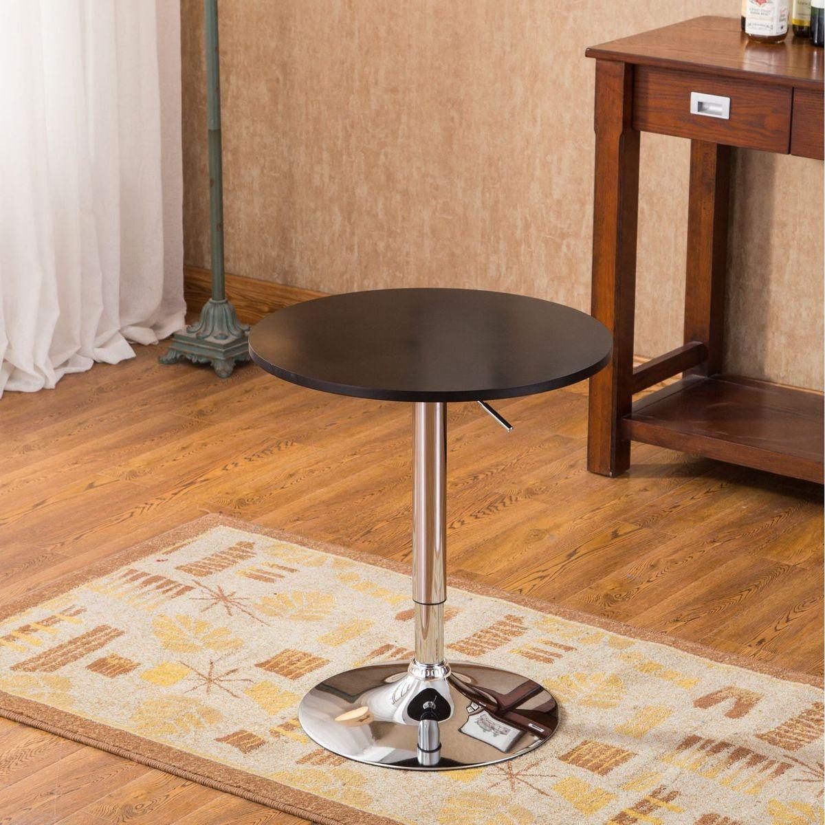 Adjustable Wood and Metal Bar Table in Black