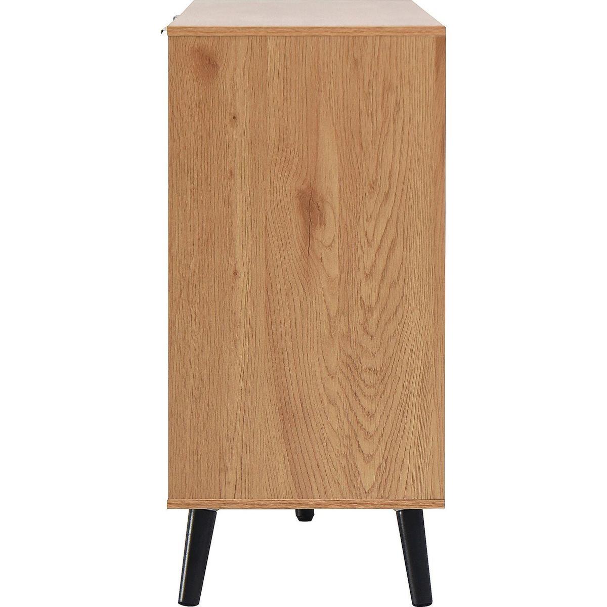 Sideboard Buffet Cabinet with Storage, Wood Coffee Bar Cabinet, 47.2" Kitchen Cabinet with 3 Drawers & 2 Doors, Kitchen Buffet Cabinet Cupboard Natural Wood Color