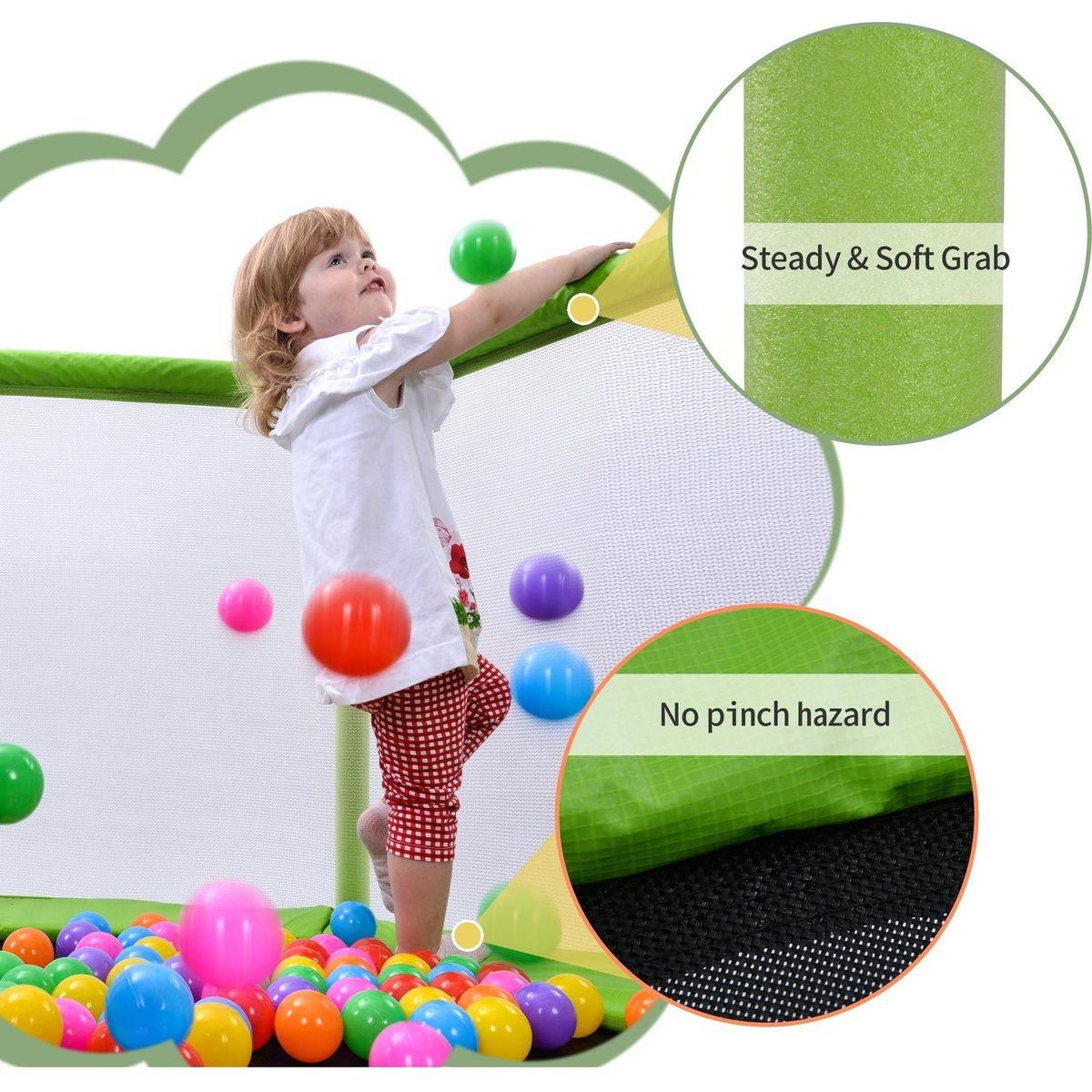 55" Toddlers Trampoline with Safety Enclosure Net and Balls, Indoor Outdoor Mini Trampoline for Kids