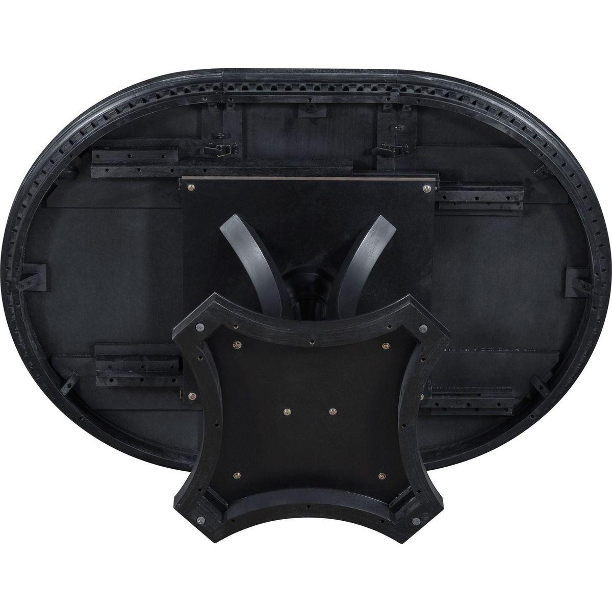 Retro 5-piece Dining Set Extendable Round Table and 4 Chairs for Kitchen Dining Room (BLACK OAK)