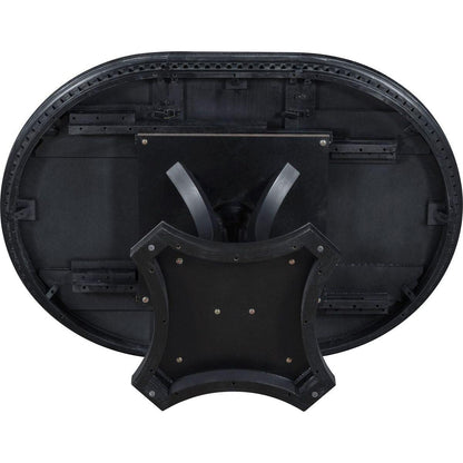 Retro 5-piece Dining Set Extendable Round Table and 4 Chairs for Kitchen Dining Room (BLACK OAK)