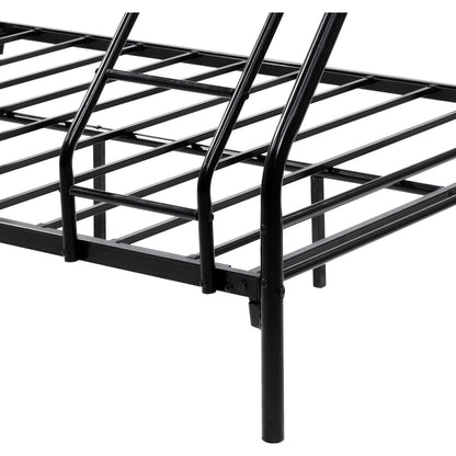 Heavy Duty Twin-Over-Full Metal Bunk Bed, Easy Assembly with Enhanced Upper-Level Guardrail, Black