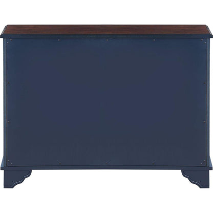 40" Console Table with Storage Shelf, Retro Entryway Table with Adjustable Storage Shelf, Sofa Couch Table for Hallway, Entry Way, Living Room, Foyer, Navy Blue and Brown Top