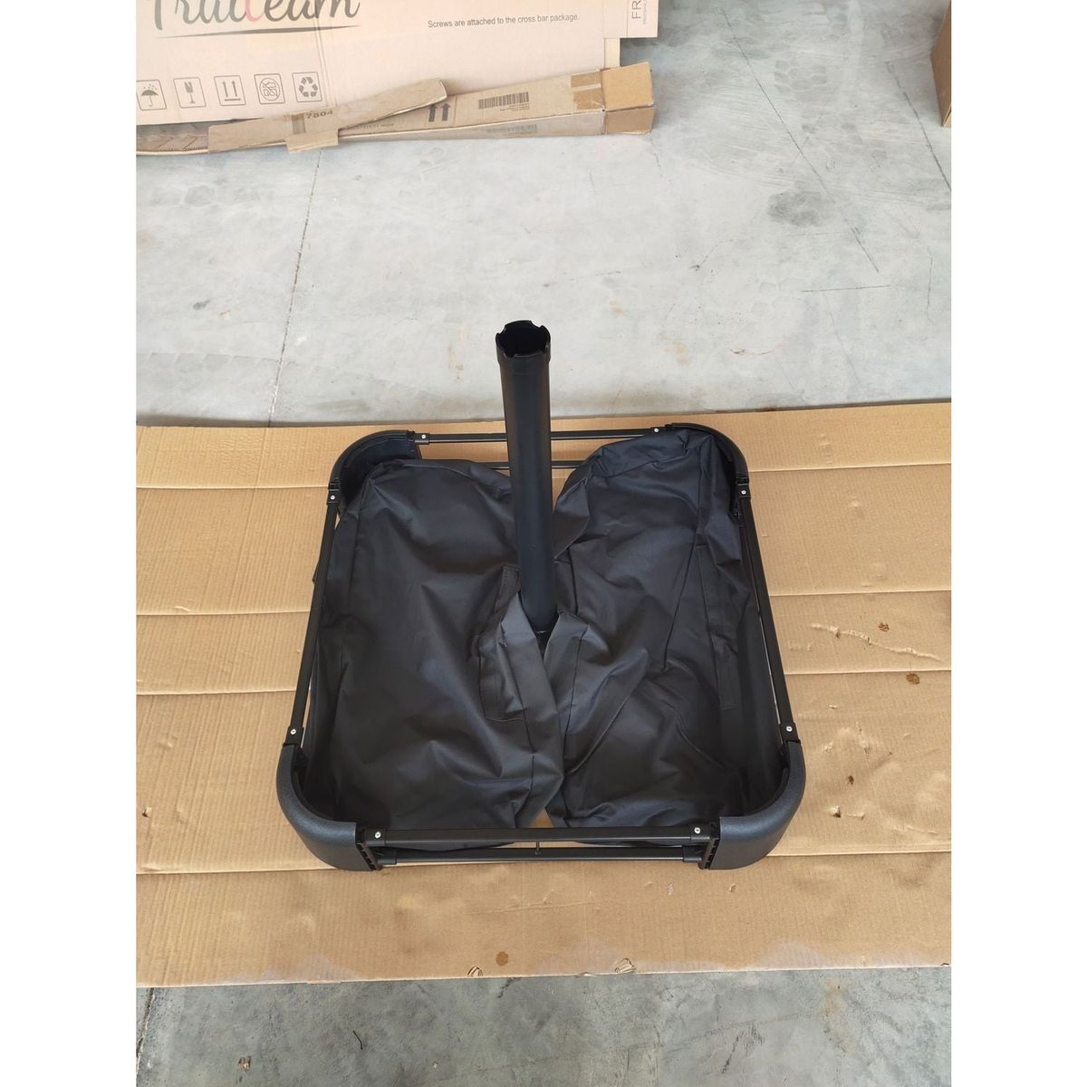 15x9ft Large Double-Sided Rectangular Outdoor Twin Patio Market Umbrella with light and base- blue