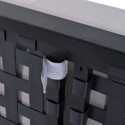 Modern Outdoor Daybed Patio Metal Daybed with Wood Topped Side Spaces for Drinks, 2 in 1 Padded Chaise Lounges for Poolside, Balcony, Deck, Gray