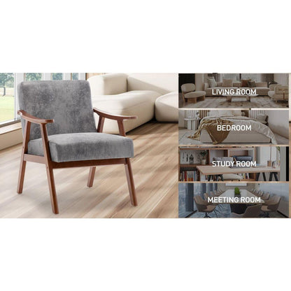 Mid-Century Modern Chair, Living Room Chair with Solid Wood Frame, Accent Chair Extra-Thick Backrest, Wingback Chair for Bedroom, Reading Room, Living Room, Lounge Chair Indoor