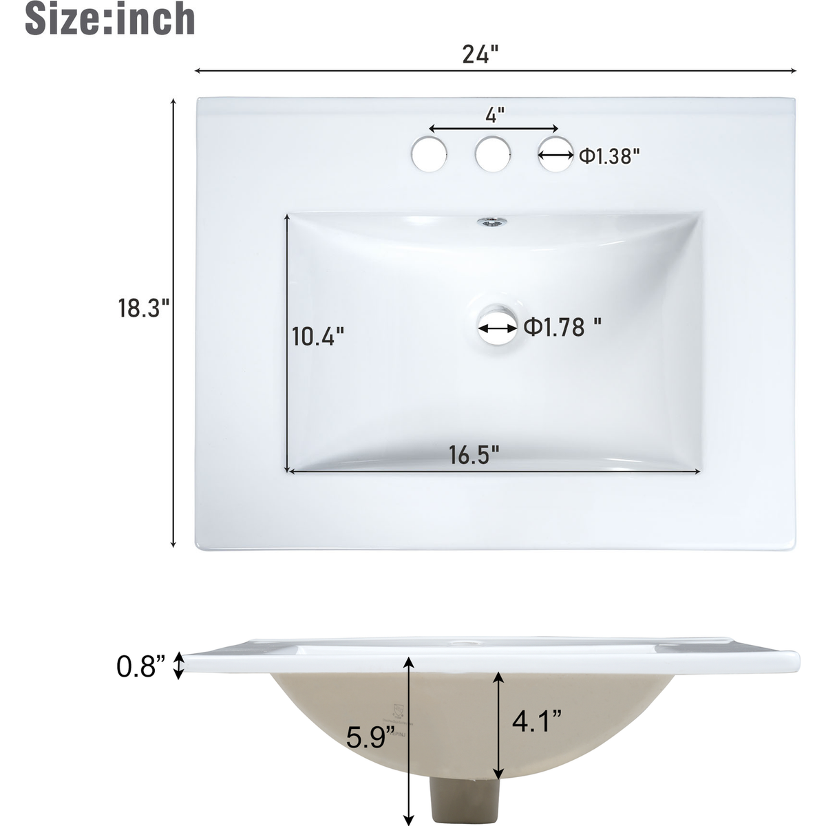 Modern 24-Inch Wall-Mounted Bathroom vanity with 2 Drawers, White - Ideal for Small Bathrooms
