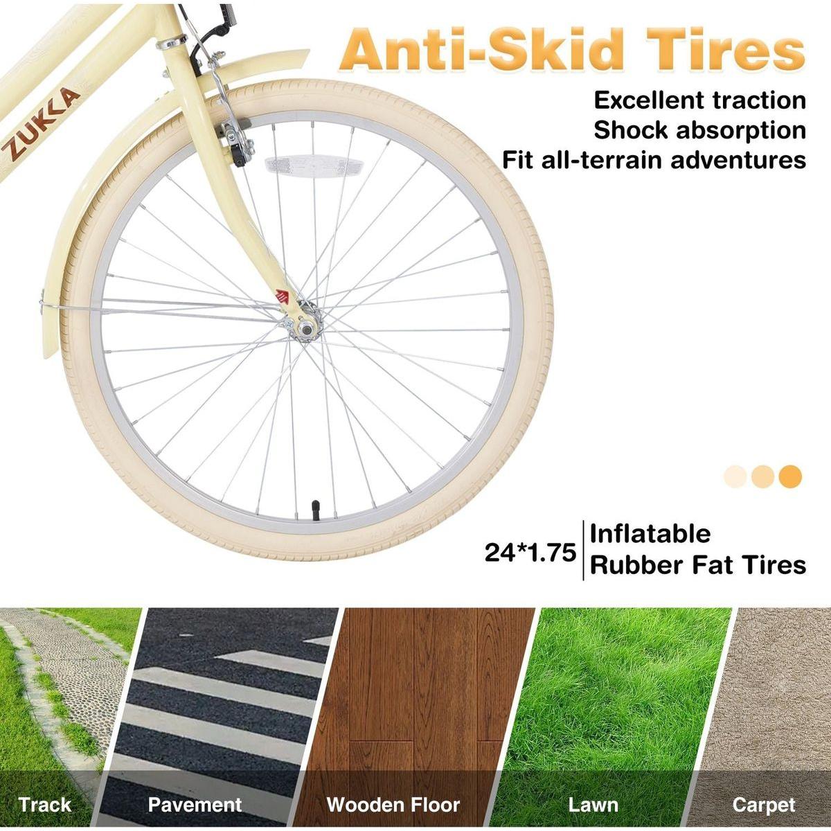 Steel Frame,Multiple Colors, for 10+Years Old Girls Bike,24 inch wheel - Streamdale Furniture