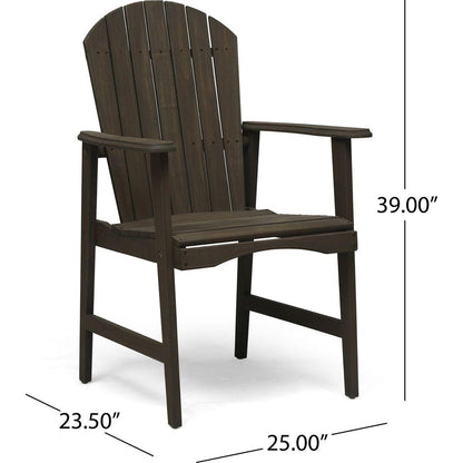 Acacia Wood Adirondack Dining Chairs (Set of 2), Gray Finish