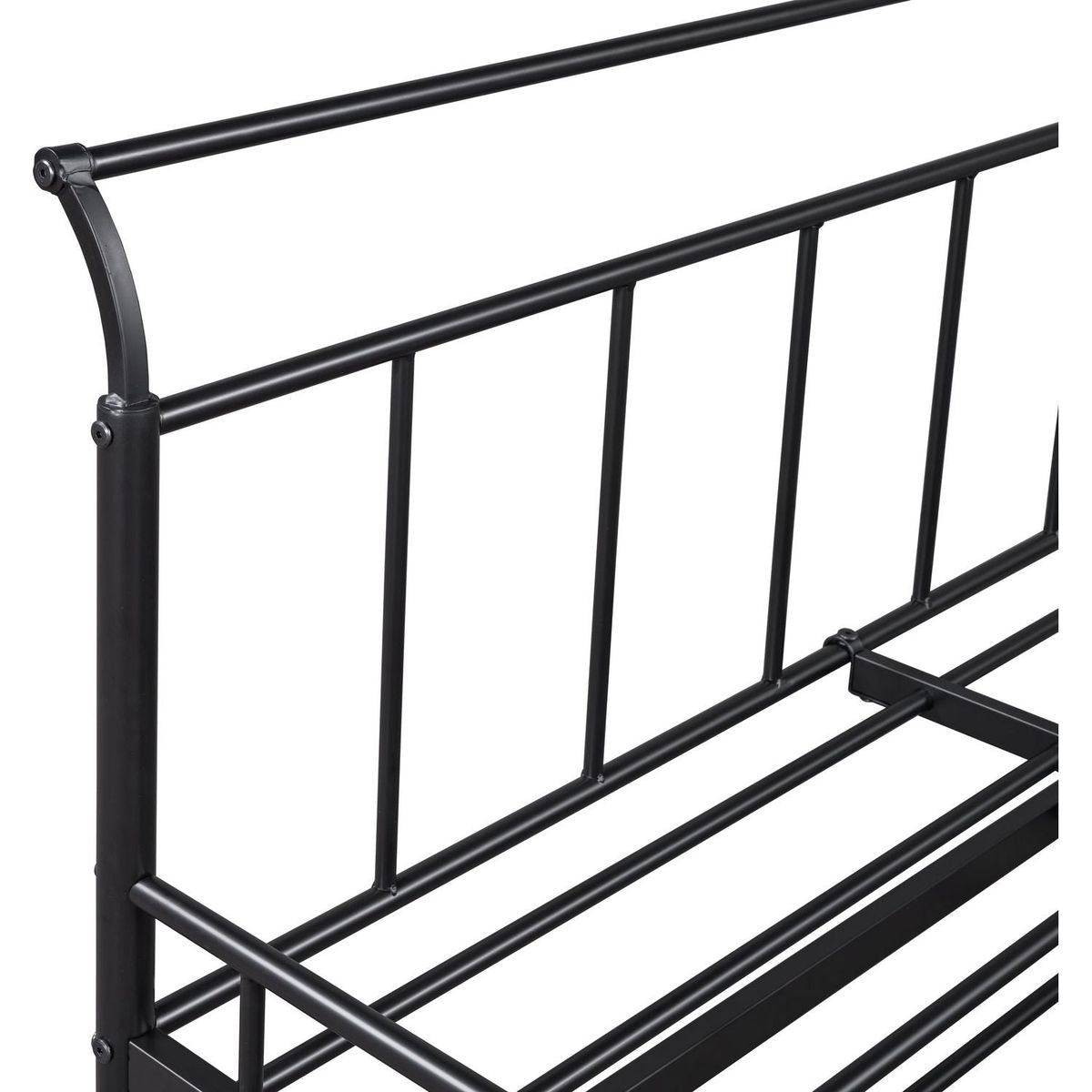 Twin Size Metal Daybed with Curved Handle Design and Twin Size Trundle, Black