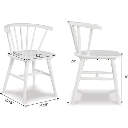 Roundhill Alwynn White and Natural Wood 5-piece Dining Set, Dining Table with 4 Windsor Chairs - Streamdale Furniture