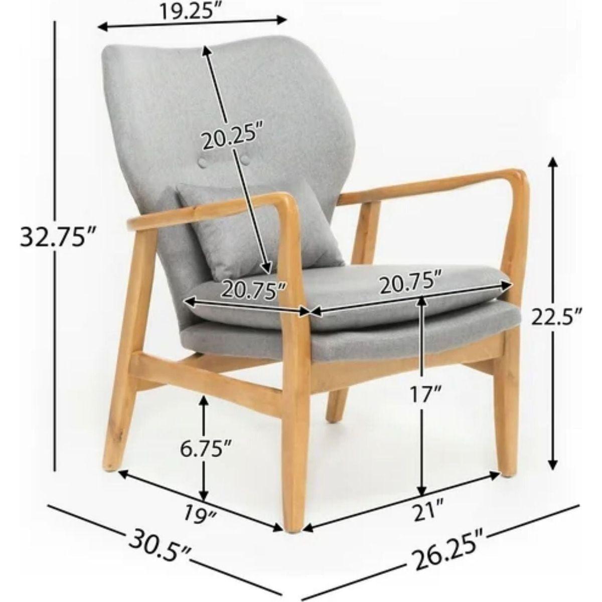 CLUB CHAIR, Wood Frame Club Chair, Grey