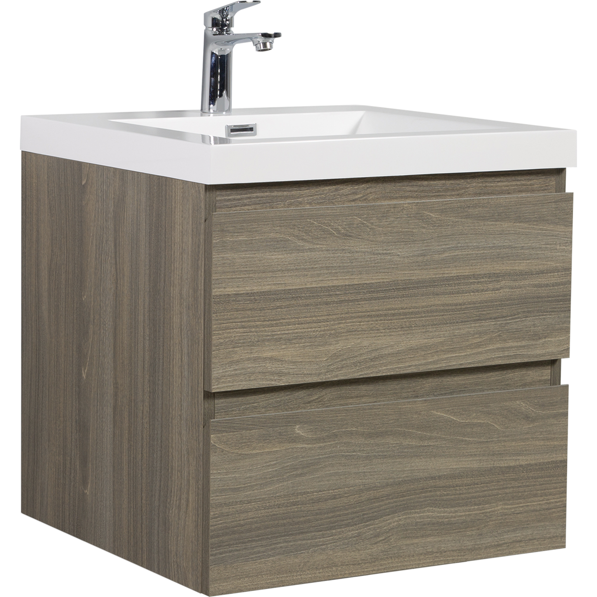 24" Floating Bathroom Vanity with Sink, Modern Wall-Mounted Bathroom Storage Vanity Cabinet with Resin Top Basin and Soft Close Drawers, Ash Grey