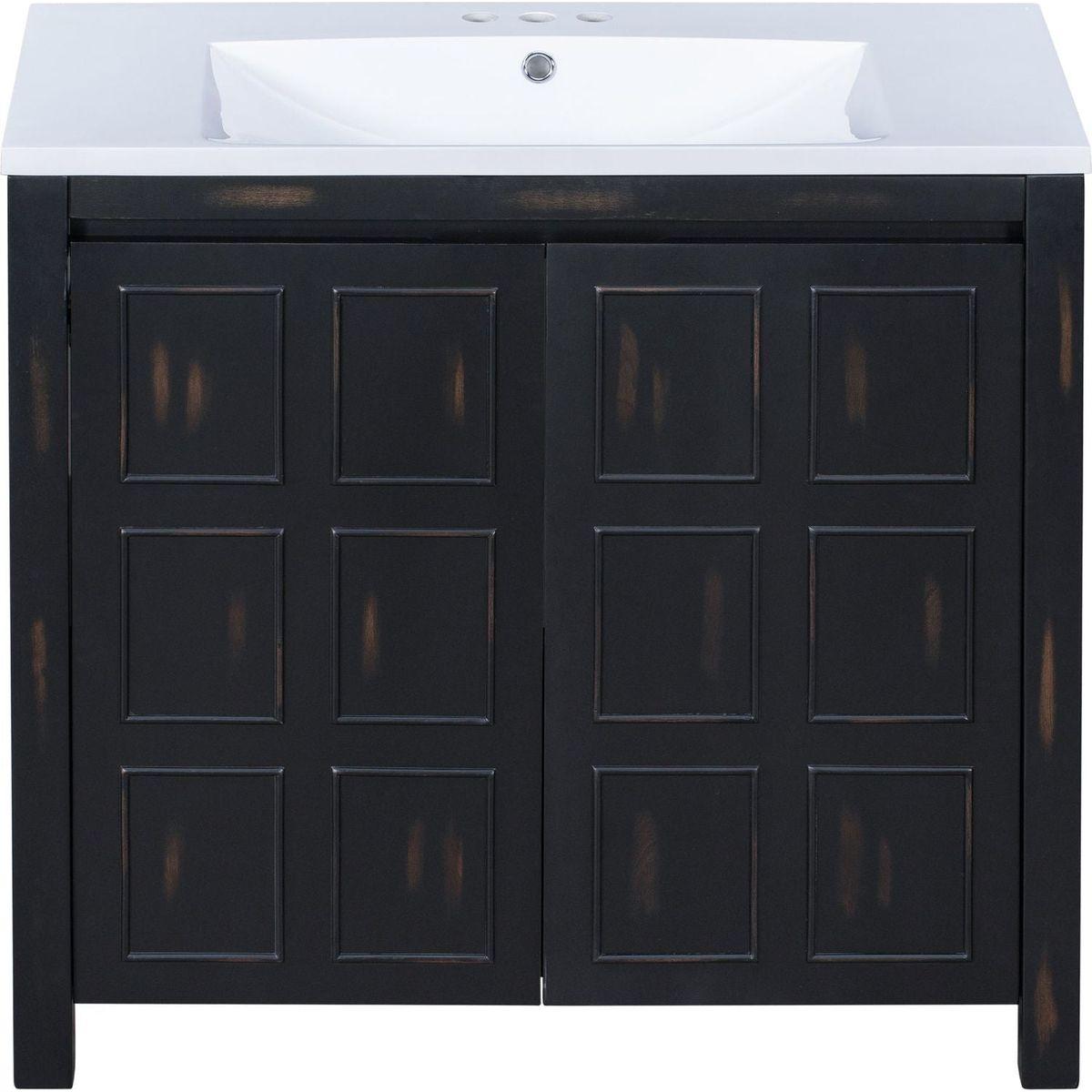 36" Bathroom Vanity Organizer with Sink, Combo Cabinet Set, Bathroom Storage Cabinet, Retro Espresso