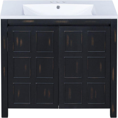 36" Bathroom Vanity Organizer with Sink, Combo Cabinet Set, Bathroom Storage Cabinet, Retro Espresso