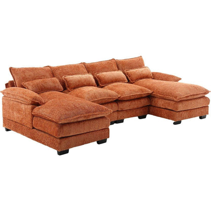 Modern Large chenille Fabric U-Shape Sectional Sofa