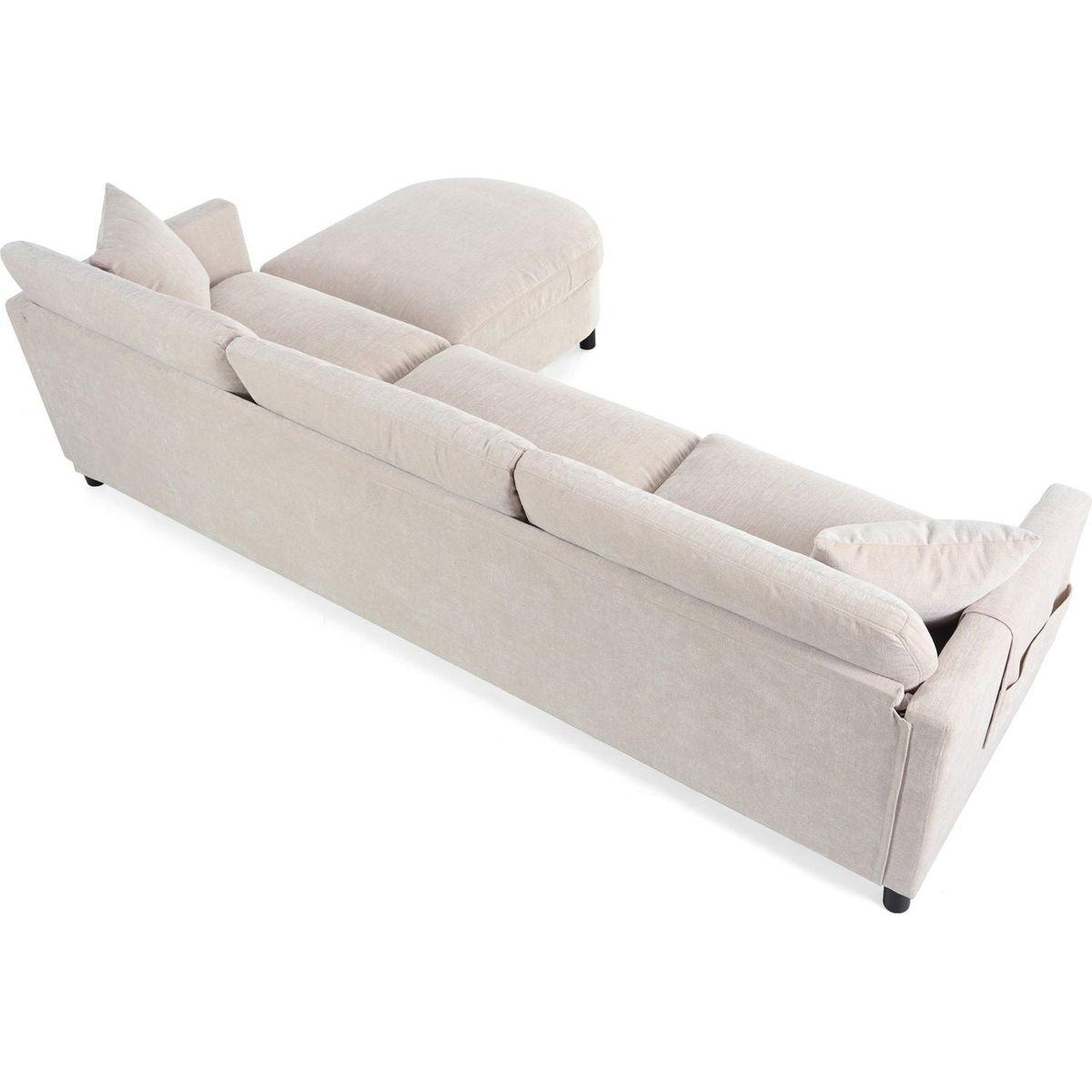 107.87'Sectional Sofa Couch With 1 Ottoman,Seat Cushion and Back Cushion Removable