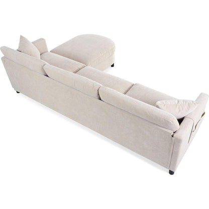 107.87'Sectional Sofa Couch With 1 Ottoman,Seat Cushion and Back Cushion Removable