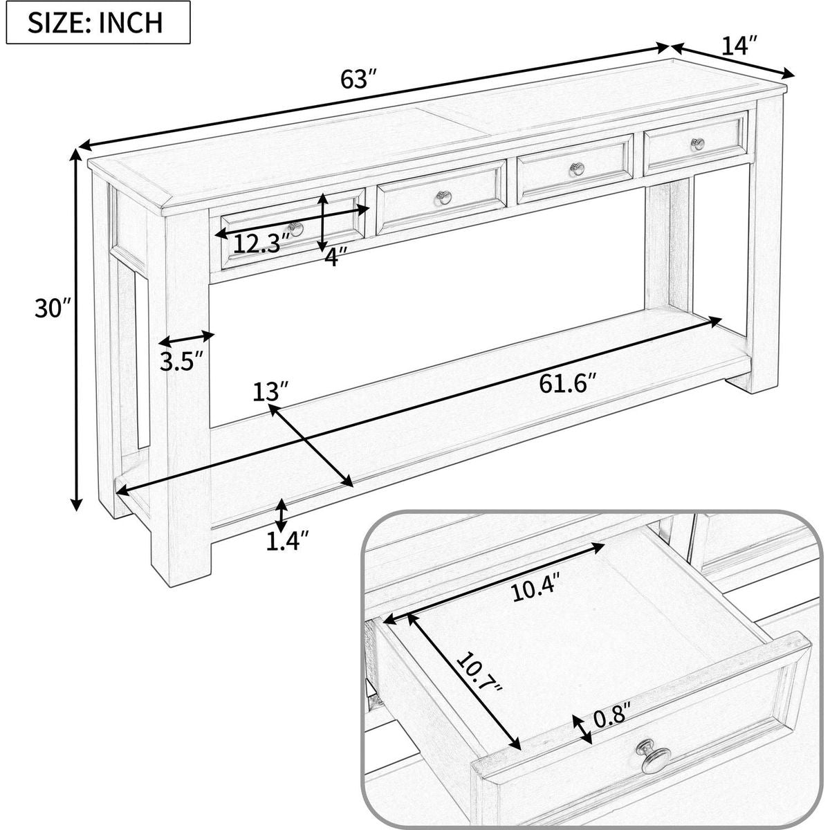 Console Table/Sofa Table with Storage Drawers and Bottom Shelf for Entryway Hallway(Dark Blue)