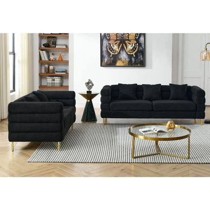 3-seater + 2-seater Combination sofa.BLACK teddy