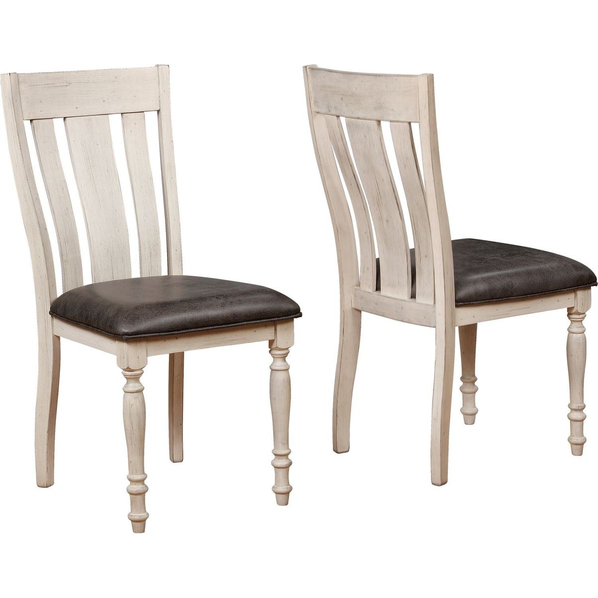 Arch Weathered Oak Turned Leg Dining Chair Set of 2