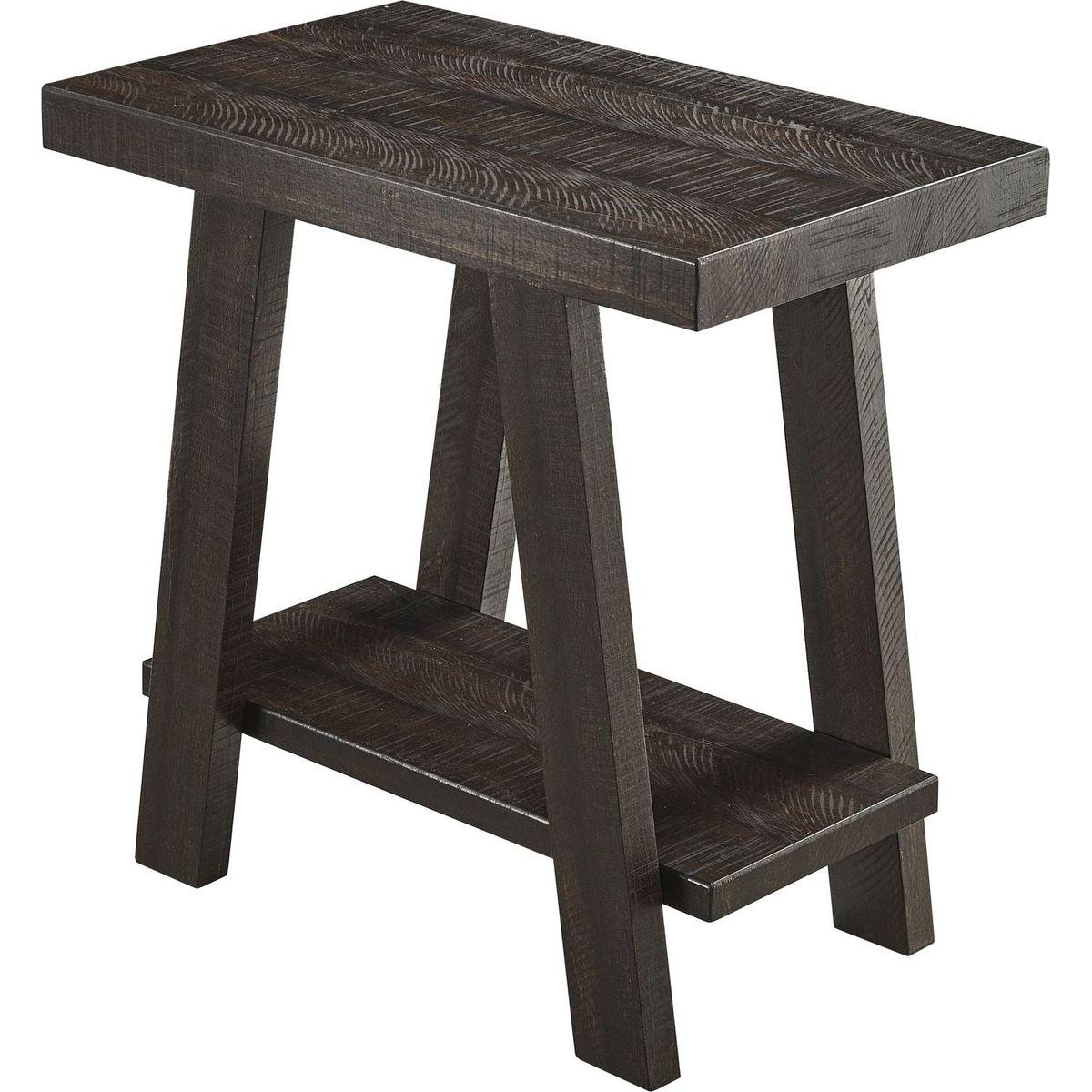 Athens Contemporary Wood Shelf Side Table in Weathered Espresso