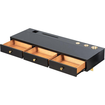 47" Floating Shelf with Drawer, Multi-Purpose Wall-Mounted Vanity Table, Mounted Desk, Floating Table for Bedroom, Bathroom, Hairdressers, Black and Golden