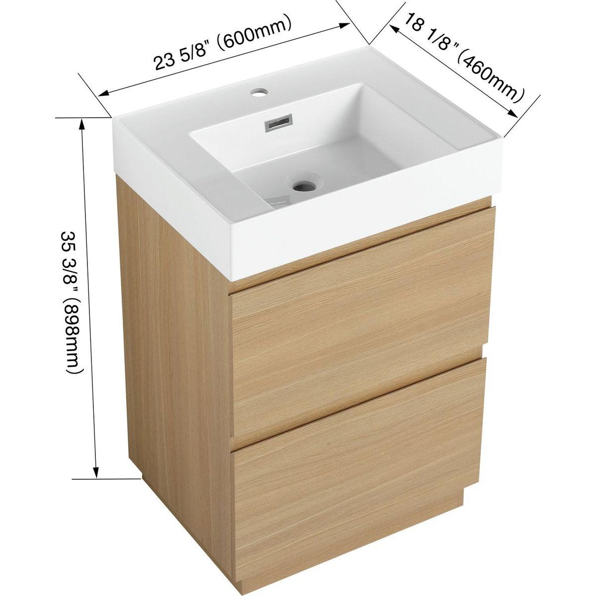 24" Bathroom Vanities with Single Sink Combo, Modern Undermount Bathroom Sink Cabinet with Double drawer, Freestanding Bathroom Sink Cabinet,Engineering wood