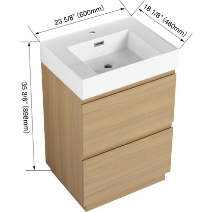 24" Bathroom Vanities with Single Sink Combo, Modern Undermount Bathroom Sink Cabinet with Double drawer, Freestanding Bathroom Sink Cabinet,Engineering wood