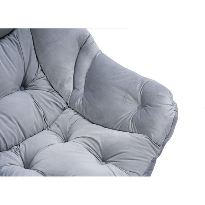 Living Room Chairs Modern Cotton Fabric Lazy Chair, Accent Contemporary Lounge Chair, Single Steel Frame Leisure Sofa Chair with Armrests and A Side Pocket (Light Gray02)